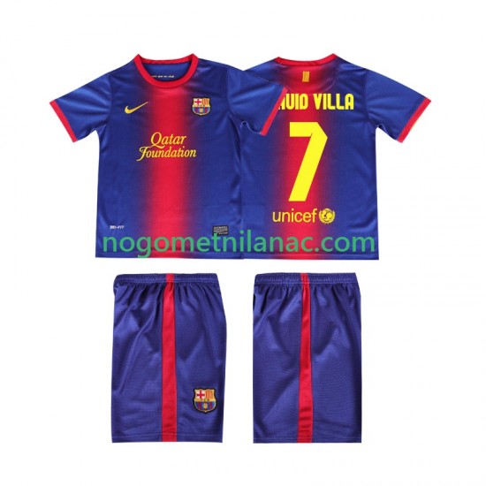 Dres FC Barcelona DAUID VILLA 7 2012 2013 Retro Domaći Kratkih Rukava - Dječji