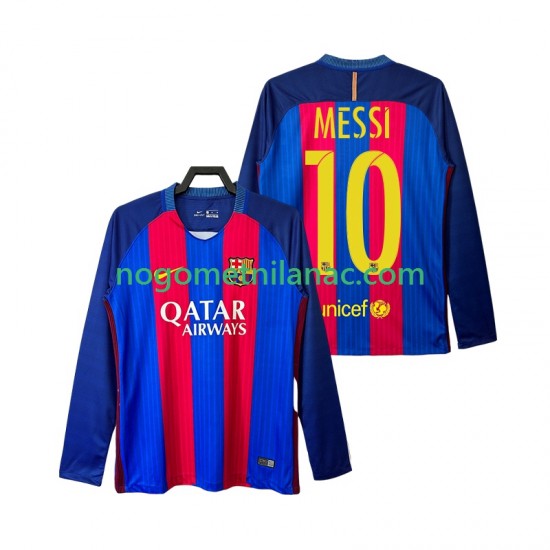 Dres FC Barcelona Lionel Messi 10 2016 2017 Retro Domaći Dugim Rukavima - Muški