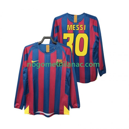 Dres FC Barcelona Lionel Messi 30 2005 Retro Domaći 2006 Dugim Rukavima - Muški