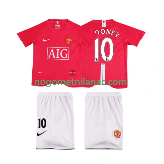 Dres Manchester United ROONEY 10 Premier League 2007 Retro Domaći 2008 Kratkih Rukava - Dječji