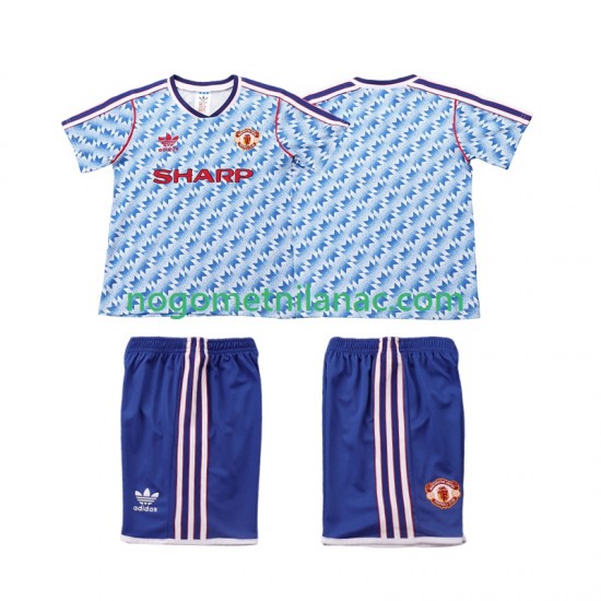 Dres Manchester United 1990 1992 Retro Gostujući Kratkih Rukava - Dječji