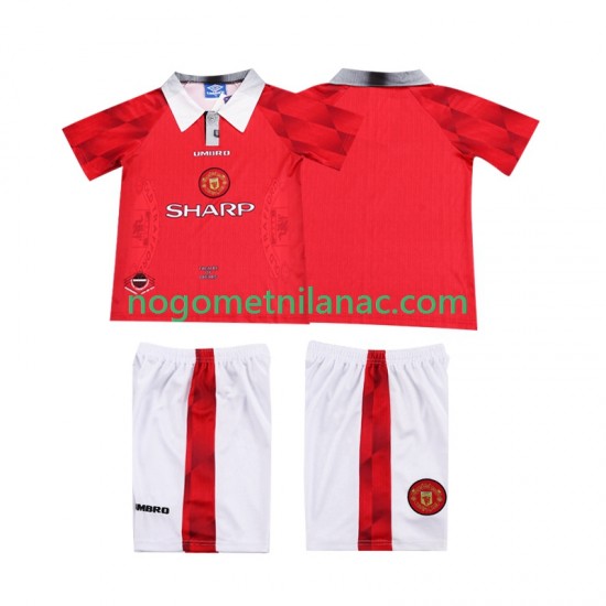Dres Manchester United 1996 1997 Retro Domaći Kratkih Rukava - Dječji