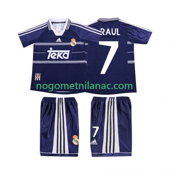 Dres Real Madrid RAUL 7 Retro Gostujući 1998 1999 Kratkih Rukava - Dječji