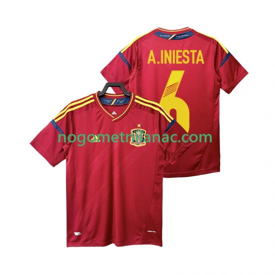 Dres Španjolska Andres Iniesta 6 2012 Retro Domaći Kratkih Rukava - Muški