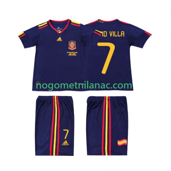 Dres Španjolska DAVID VILLA 7 Retro Gostujući 2010 Kratkih Rukava - Dječji