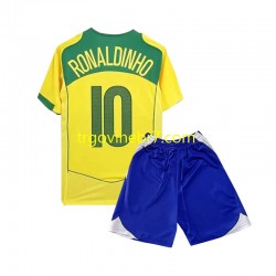 Dres Brazil Ronaldiho 10 Retro Domaći 2004 Kratkih Rukava - Dječji Dres Brazil Ronaldiho 10 Retro Domaći 2004 Kratkih Rukava - Dječji