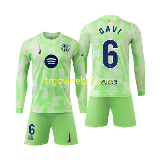 Dres FC Barcelona Gavi 6 Treći 2024-2025 Dugim Rukavima - Dječji