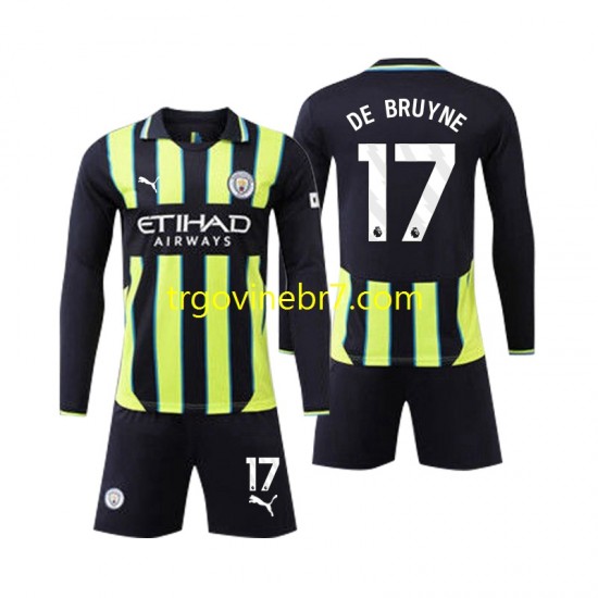 Dres Manchester City Kevin De Bruyne 17 Gostujući 2024-2025 Dugim Rukavima - Dječji