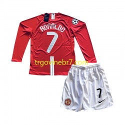 Dres Manchester United Cristiano Ronaldo 7 Champion League 2007 Retro Domaći Dugim Rukavima - Dječji