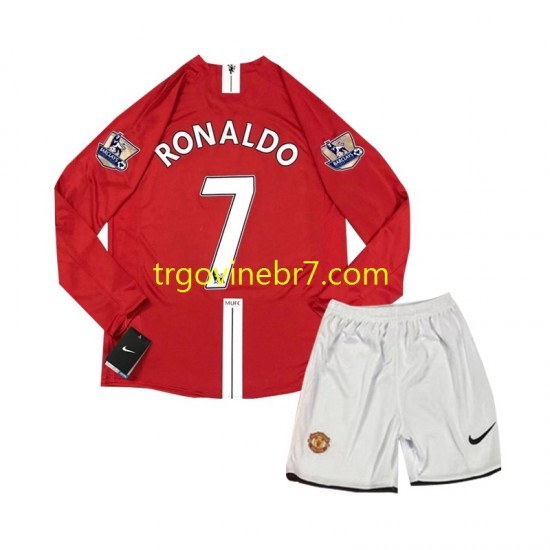 Dres Manchester United Cristiano Ronaldo 7 2007 Retro Domaći Dugim Rukavima - Dječji