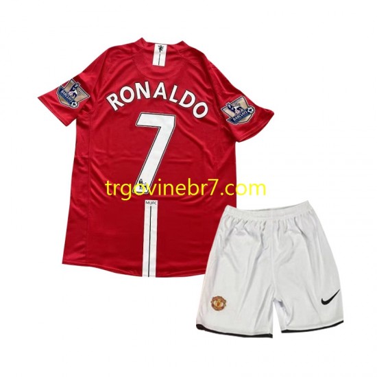 Dres Manchester United Cristiano Ronaldo 7 2007 Retro Domaći Kratkih Rukava - Dječji