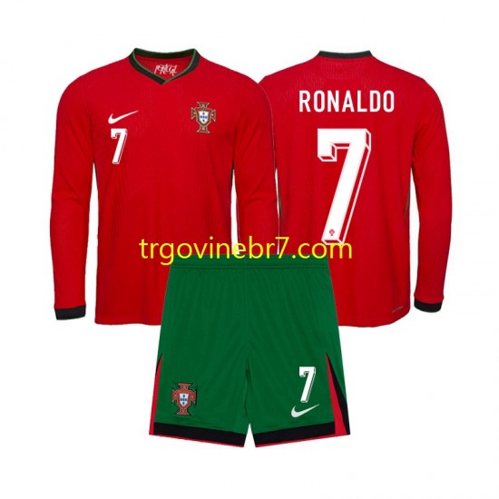 Dres Portugal Ronaldo 7 Domaći Euro 2024 Dugim Rukavima - Dječji