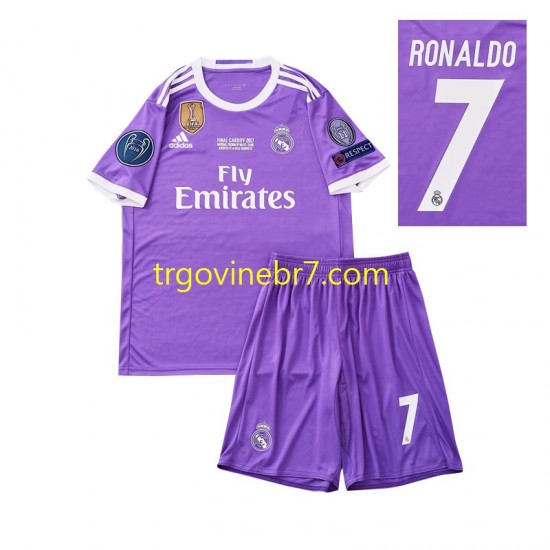 Dres Real Madrid Cristiano Ronaldo 7 2016 Retro Gostujući Kratkih Rukava - Dječji