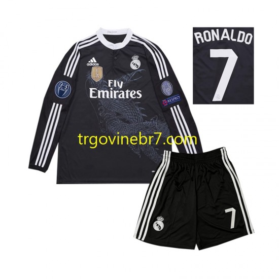 Dres Real Madrid Cristiano Ronaldo 7 2014 Retro Treći Dugim Rukavima - Dječji