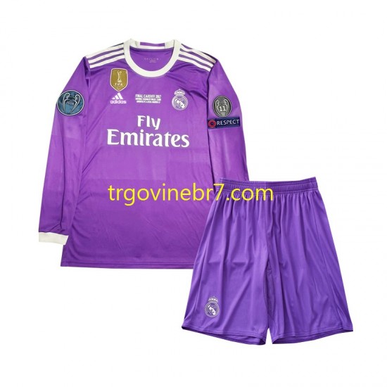 Dres Real Madrid 2016 Retro Gostujući Dugim Rukavima - Dječji