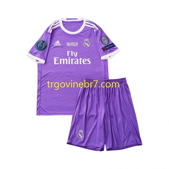 Dres Real Madrid 2016 Retro Gostujući Kratkih Rukava - Dječji