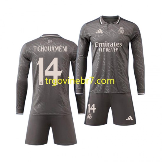 Dres Real Madrid Tchouameni 14 Gostujući 2024-2025 Dugim Rukavima - Dječji