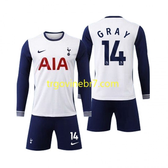 Dres Tottenham Spurs Gray 14 Domaći 2024-2025 Dugim Rukavima - Dječji