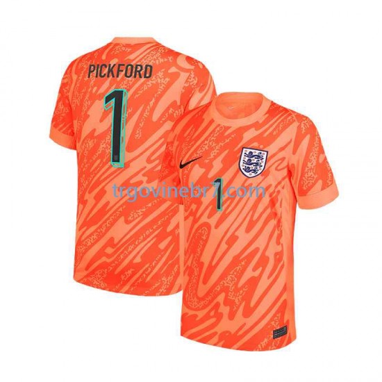 Golmanski Dres - Dres Engleska Pickford 1 Domaći Euro 2024 Kratkih Rukava - Muški