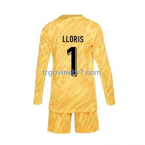 Golmanski Dres - Dres Francuska Hugo Lloris 1 Domaći Euro 2024 Dugim Rukavima - Dječji