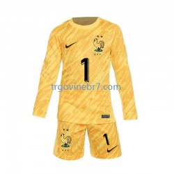 Golmanski Dres - Dres Francuska Hugo Lloris 1 Domaći Euro 2024 Dugim Rukavima - Dječji