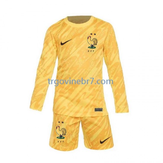 Golmanski Dres - Dres Francuska Domaći Euro 2024 Dugim Rukavima - Dječji