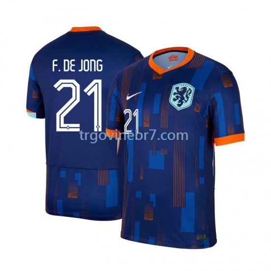 Dres Nizozemska Frenkie de Jong 21 Gostujući Euro 2024 Kratkih Rukava - Muški