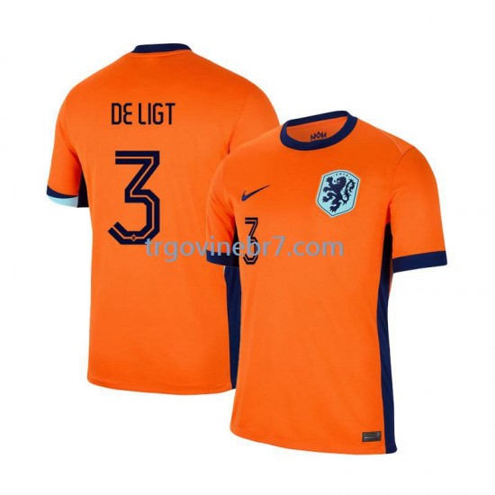 Dres Nizozemska Matthijs de Ligt 3 Domaći Euro 2024 Kratkih Rukava - Muški