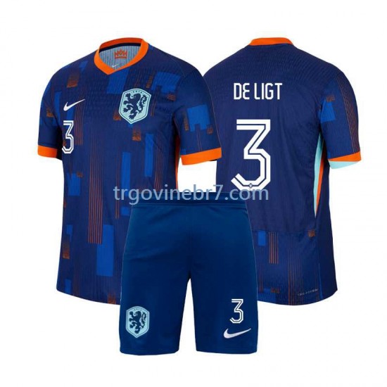Dres Nizozemska Matthijs de Ligt 3 Gostujući Euro 2024 Kratkih Rukava - Dječji