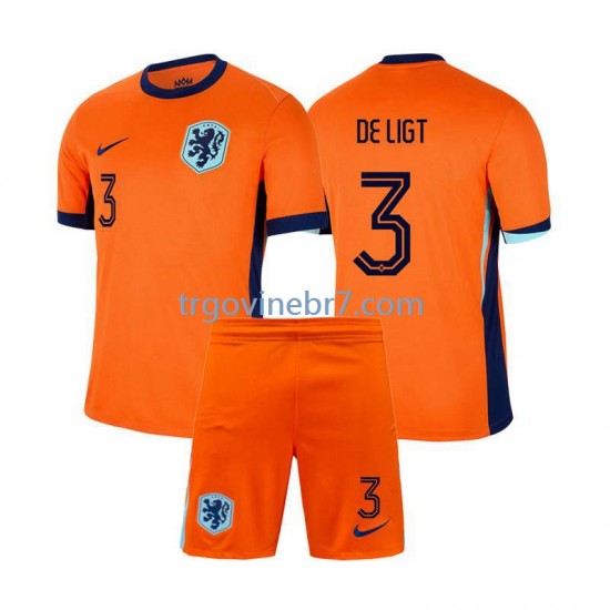 Dres Nizozemska Matthijs de Ligt 3 Domaći Euro 2024 Kratkih Rukava - Dječji