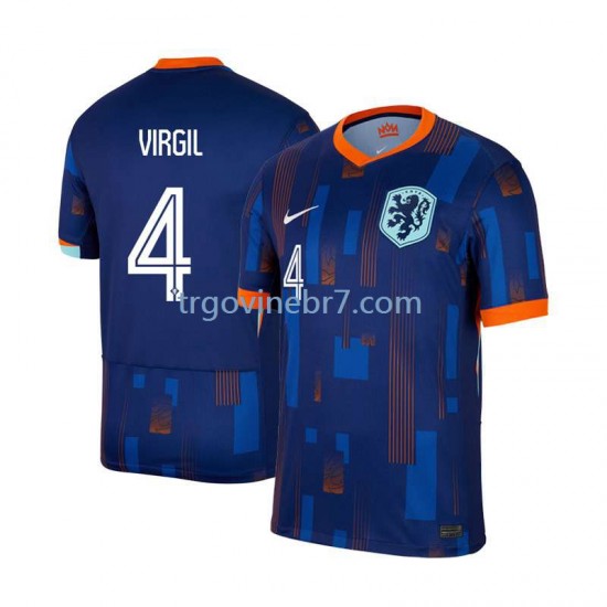 Dres Nizozemska Virgil van Dijk 4 Gostujući Euro 2024 Kratkih Rukava - Muški