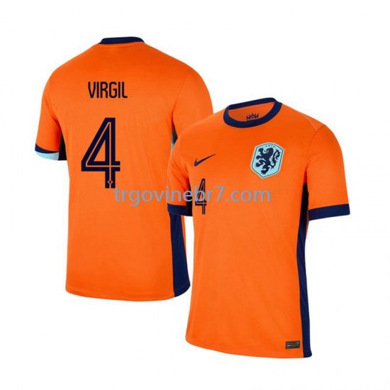 Dres Nizozemska Virgil van Dijk 4 Domaći Euro 2024 Kratkih Rukava - Muški