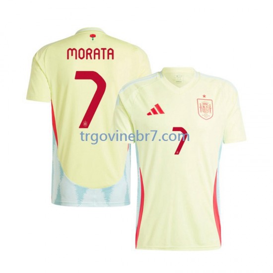 Dres Španjolska Alvaro Morata 7 Gostujući Euro 2024 Kratkih Rukava - Muški