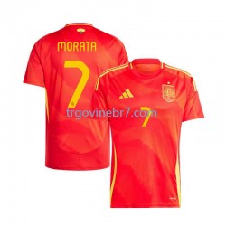 Dres Španjolska Alvaro Morata 7 Domaći Euro 2024 Kratkih Rukava - Muški Dres Španjolska Alvaro Morata 7 Domaći Euro 2024 Kratkih Rukava - Muški