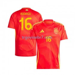 Dres Španjolska Rodrigo 16 Domaći Euro 2024 Kratkih Rukava - Muški Dres Španjolska Rodrigo 16 Domaći Euro 2024 Kratkih Rukava - Muški