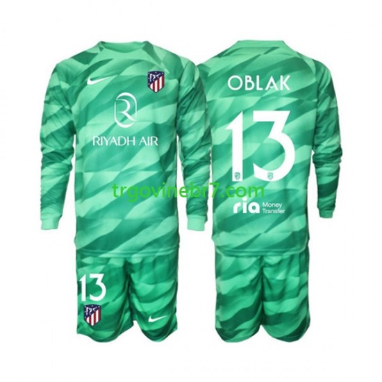 Golmanski Dres - Dres Atlético Madrid Jan Oblak 13 Green color Gostujući 2023-2024 Dugim Rukavima - Dječji