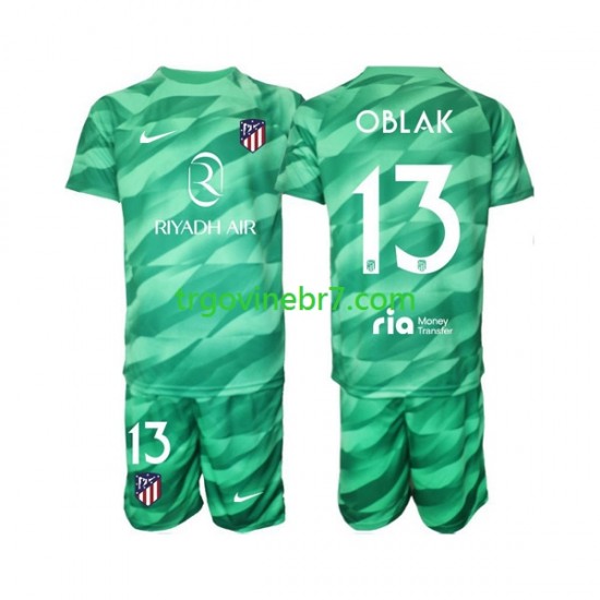 Golmanski Dres - Dres Atlético Madrid Jan Oblak 13 Green color Gostujući 2023-2024 Kratkih Rukava - Dječji