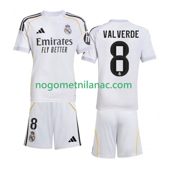 Dres Real Madrid Valverde 8 Domaći 2025-2026 Kratkih Rukava - Dječji