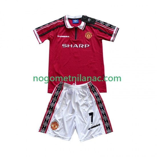 Dres Manchester United Beckham 7 Retro Domaći 1998 1999 Kratkih Rukava - Dječji