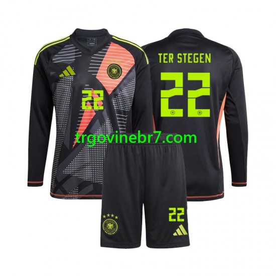 Golmanski Dres - Dres Njemačka Ter Stegen 22 Domaći Euro 2024 Dugim Rukavima - Dječji