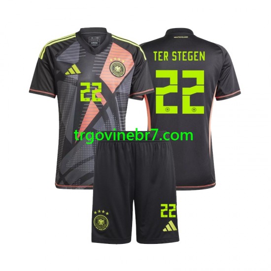 Golmanski Dres - Dres Njemačka Ter Stegen 22 Domaći Euro 2024 Kratkih Rukava - Dječji