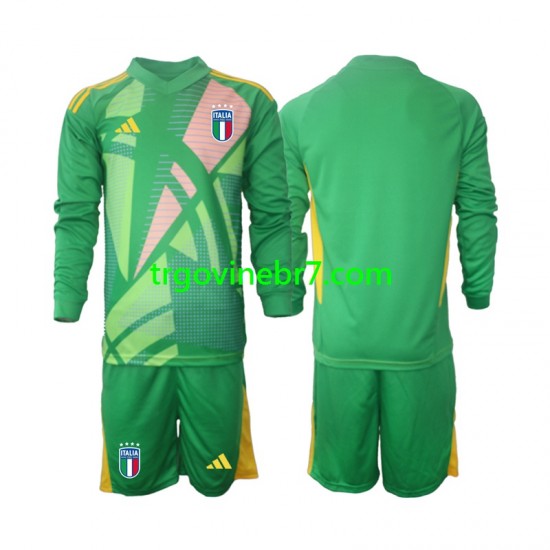 Golmanski Dres - Dres Italija Gostujući Euro 2024 Dugim Rukavima - Dječji