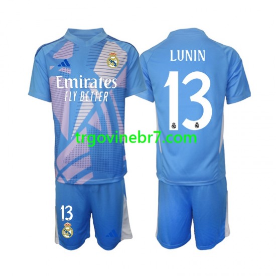 Golmanski Dres - Dres Real Madrid Andriy Lunin 13 Domaći 2024-2025 Kratkih Rukava - Dječji