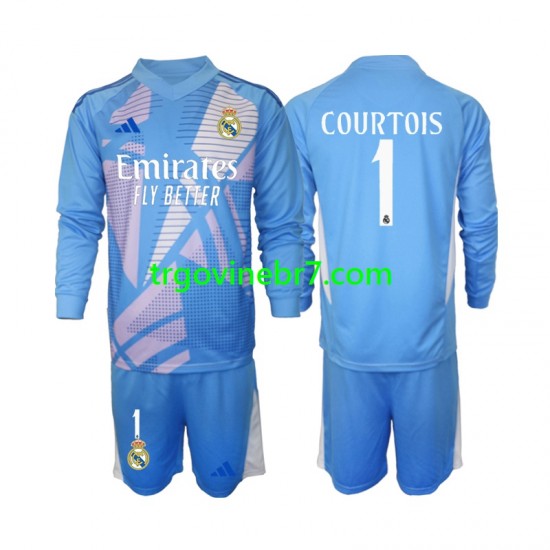 Golmanski Dres - Dres Real Madrid Thibaut Courtois 1 Domaći 2024-2025 Dugim Rukavima - Dječji