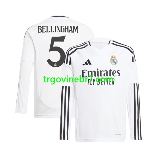 Dres Real Madrid Jude Bellingham 5 Domaći 2024-2025 Dugim Rukavima - Muški