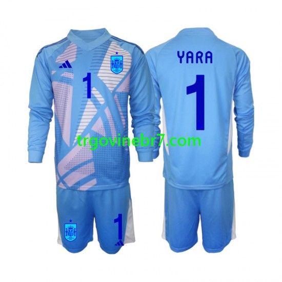 Golmanski Dres - Dres Španjolska David Raya 1 Domaći Euro 2024 Dugim Rukavima - Dječji