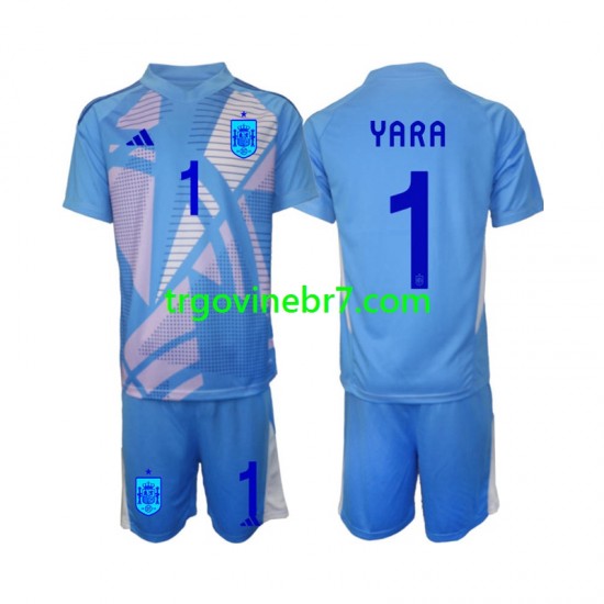 Golmanski Dres - Dres Španjolska David Raya 1 Domaći Euro 2024 Kratkih Rukava - Dječji