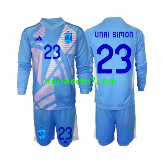 Golmanski Dres - Dres Španjolska Unai Simon 23 Domaći Euro 2024 Dugim Rukavima - Dječji