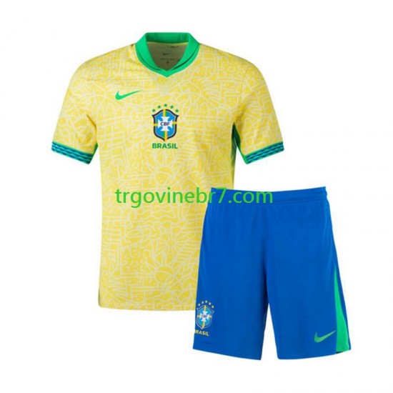 Copa America Dres Brazil Domaći 2024 Kratkih Rukava - Dječji