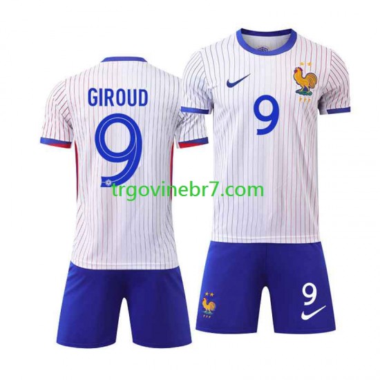Dres Francuska Olivier Giroud 9 Gostujući Euro 2024 Kratkih Rukava - Dječji
